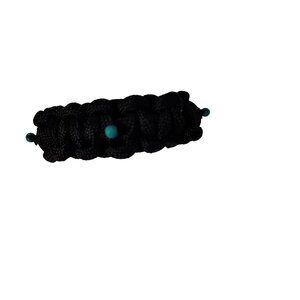 Paracord Bracelet Size 8" Cobra design, Black, 3 turquoise beads - New Handmade